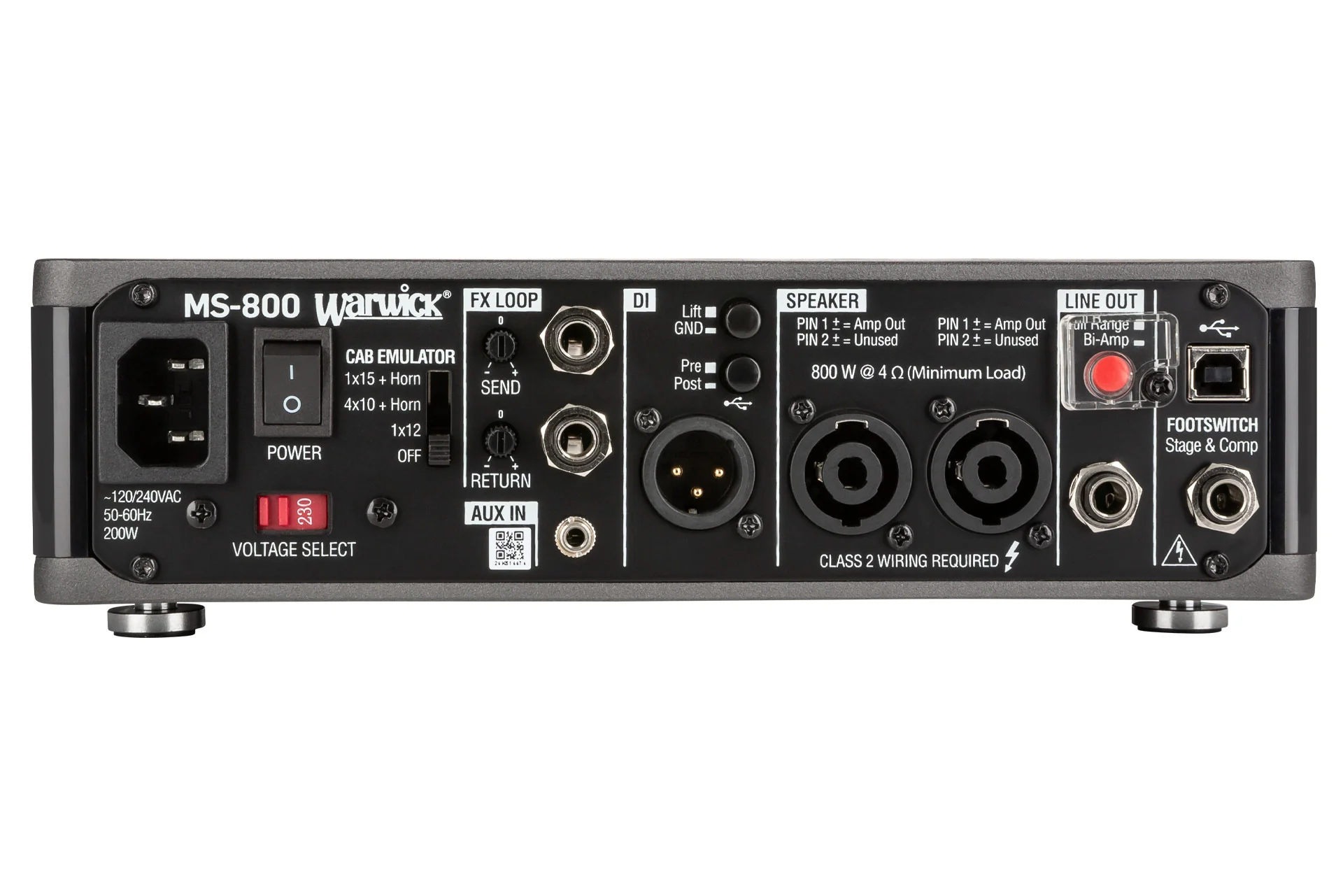 Stage Series MS 800 Multi Stage Bass Amp Head with USB-Interface, 800 Watt